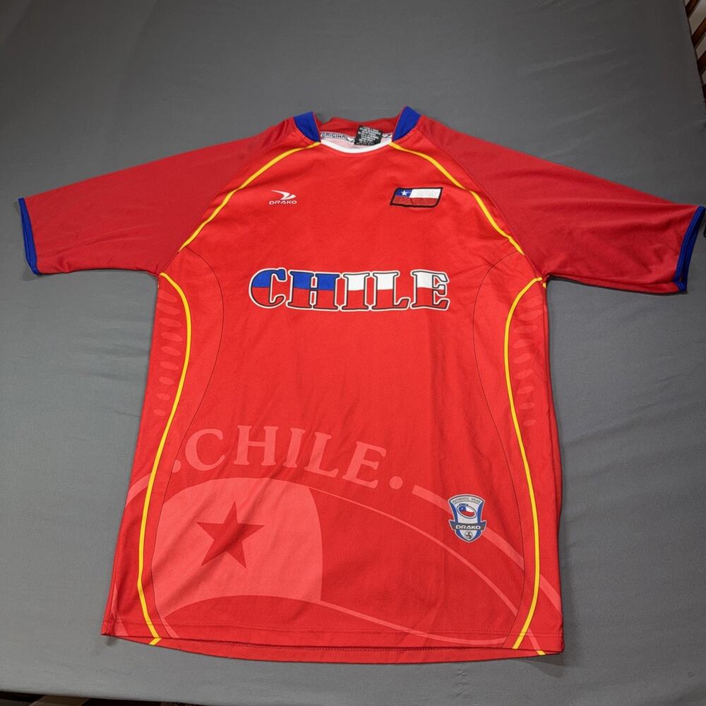 Chile Red Soccer Football Jersey Drako One Size Authentic Vintage Red